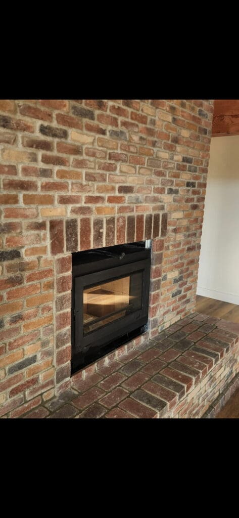 Brick fireplace