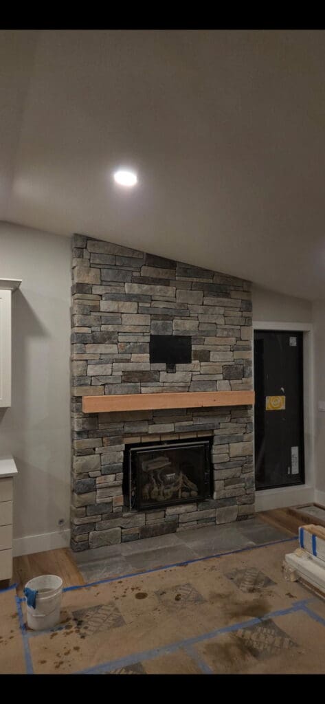 Ledgestone fireplace